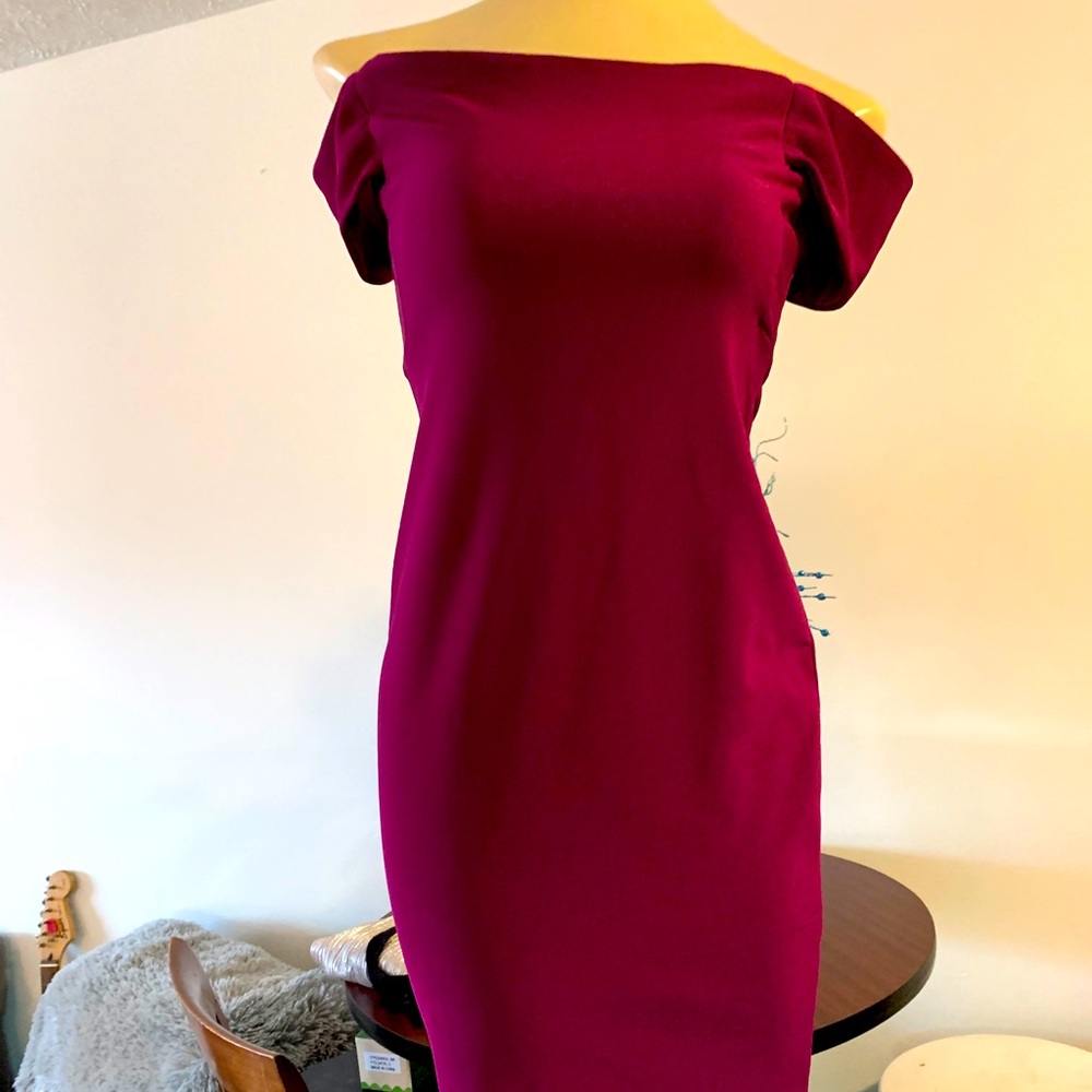 Purple off the shoulder dress